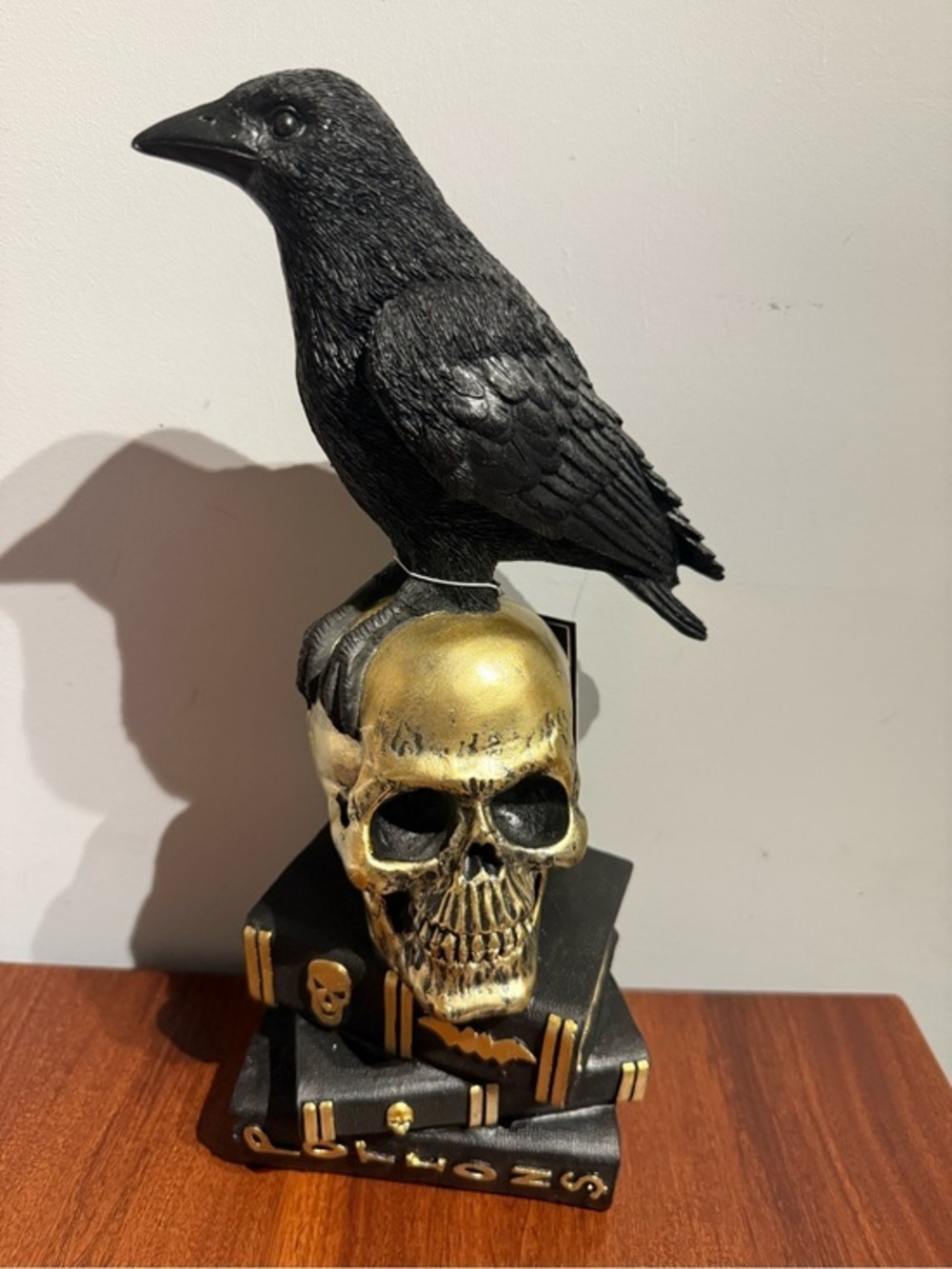 Martha Stewart Raven Crow on Skull Potion Books Black Gold Statue 13.5”